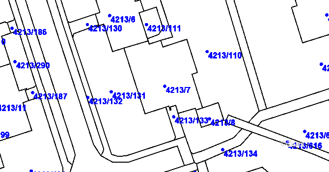 Parcela st. 4213/7 v KÚ Horní Lutyně, Katastrální mapa