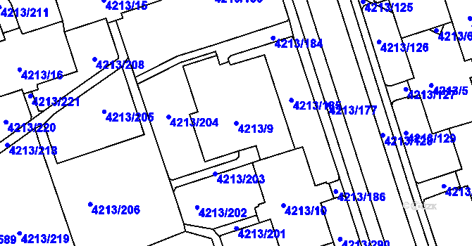 Parcela st. 4213/9 v KÚ Horní Lutyně, Katastrální mapa