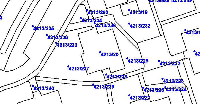Parcela st. 4213/20 v KÚ Horní Lutyně, Katastrální mapa