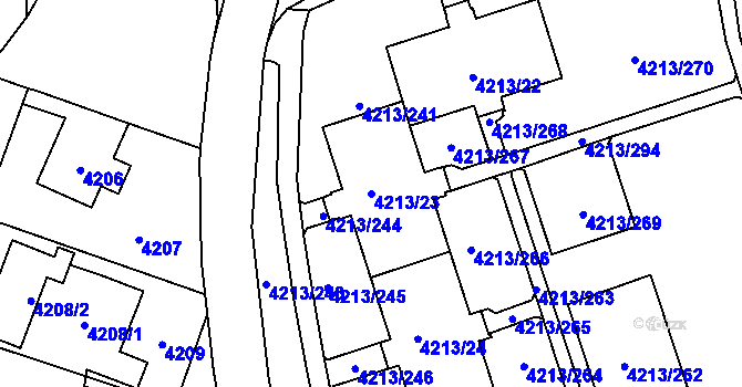 Parcela st. 4213/23 v KÚ Horní Lutyně, Katastrální mapa