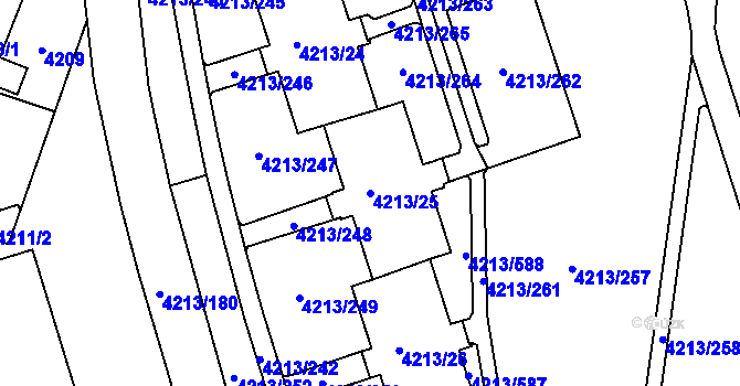 Parcela st. 4213/25 v KÚ Horní Lutyně, Katastrální mapa