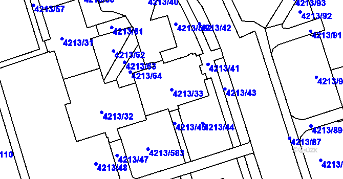 Parcela st. 4213/33 v KÚ Horní Lutyně, Katastrální mapa
