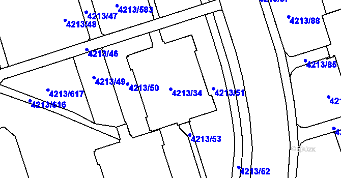 Parcela st. 4213/34 v KÚ Horní Lutyně, Katastrální mapa