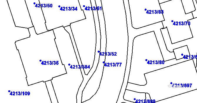 Parcela st. 4213/52 v KÚ Horní Lutyně, Katastrální mapa