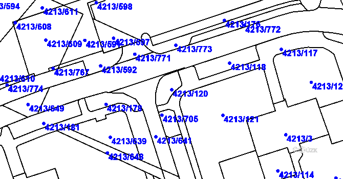 Parcela st. 4213/120 v KÚ Horní Lutyně, Katastrální mapa