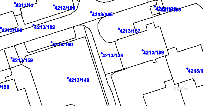 Parcela st. 4213/138 v KÚ Horní Lutyně, Katastrální mapa
