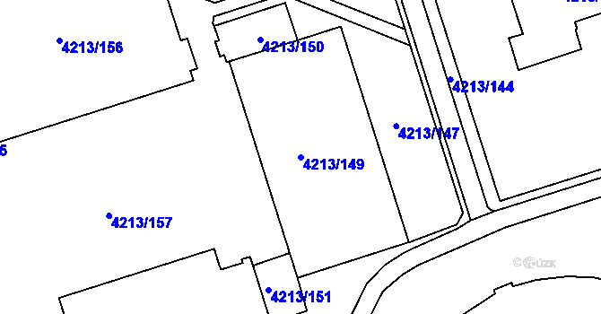 Parcela st. 4213/149 v KÚ Horní Lutyně, Katastrální mapa