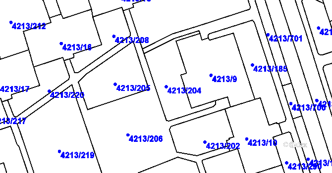 Parcela st. 4213/204 v KÚ Horní Lutyně, Katastrální mapa