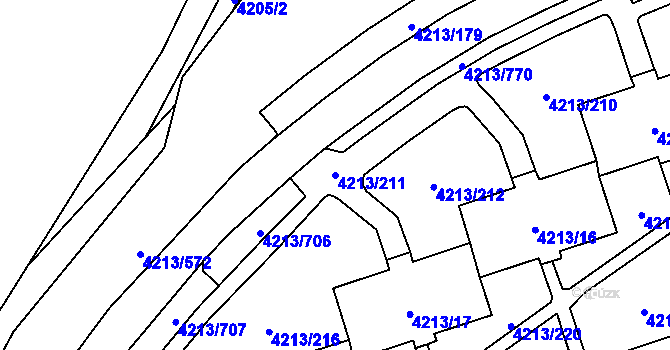 Parcela st. 4213/211 v KÚ Horní Lutyně, Katastrální mapa