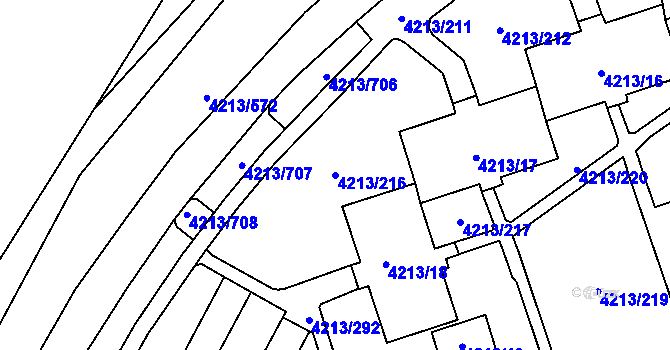 Parcela st. 4213/216 v KÚ Horní Lutyně, Katastrální mapa