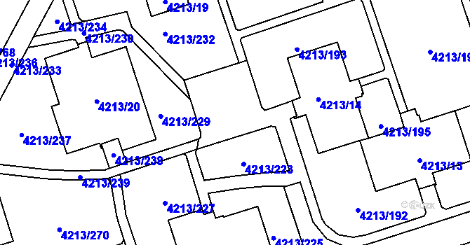Parcela st. 4213/222 v KÚ Horní Lutyně, Katastrální mapa