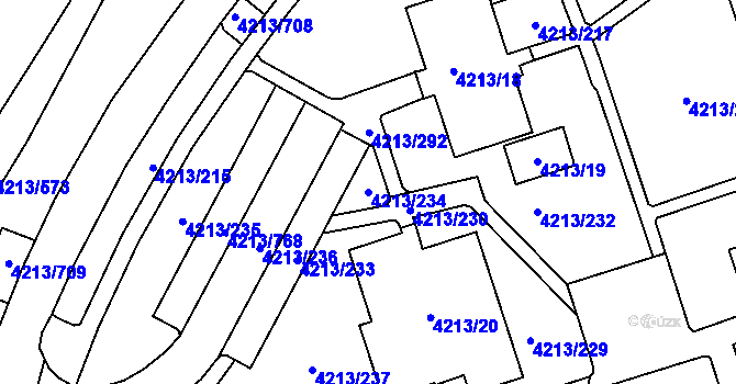 Parcela st. 4213/234 v KÚ Horní Lutyně, Katastrální mapa