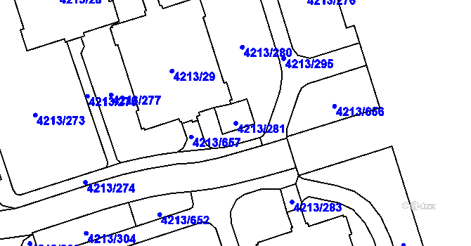 Parcela st. 4213/281 v KÚ Horní Lutyně, Katastrální mapa