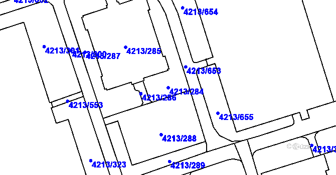 Parcela st. 4213/284 v KÚ Horní Lutyně, Katastrální mapa