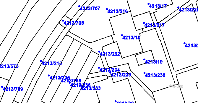 Parcela st. 4213/292 v KÚ Horní Lutyně, Katastrální mapa