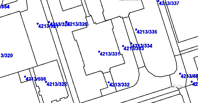 Parcela st. 4213/331 v KÚ Horní Lutyně, Katastrální mapa