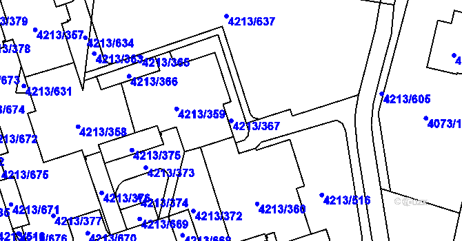 Parcela st. 4213/367 v KÚ Horní Lutyně, Katastrální mapa