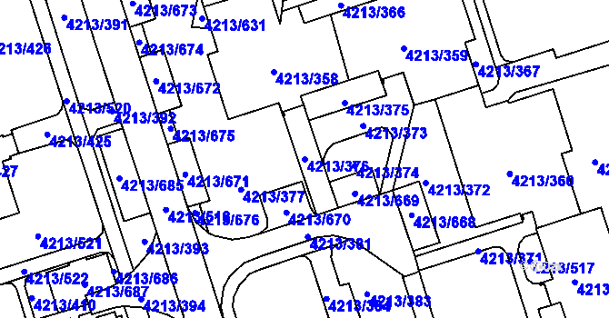 Parcela st. 4213/376 v KÚ Horní Lutyně, Katastrální mapa
