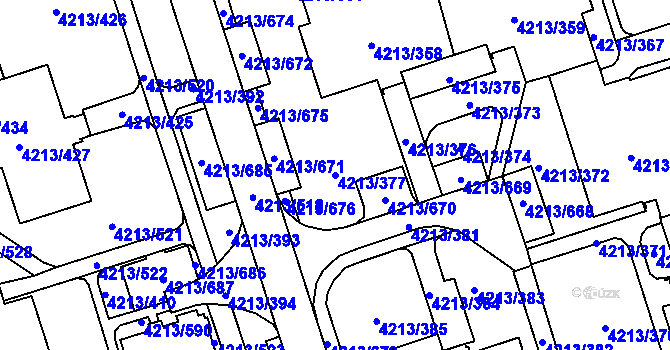 Parcela st. 4213/377 v KÚ Horní Lutyně, Katastrální mapa