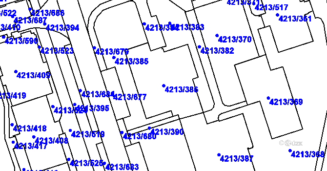 Parcela st. 4213/386 v KÚ Horní Lutyně, Katastrální mapa