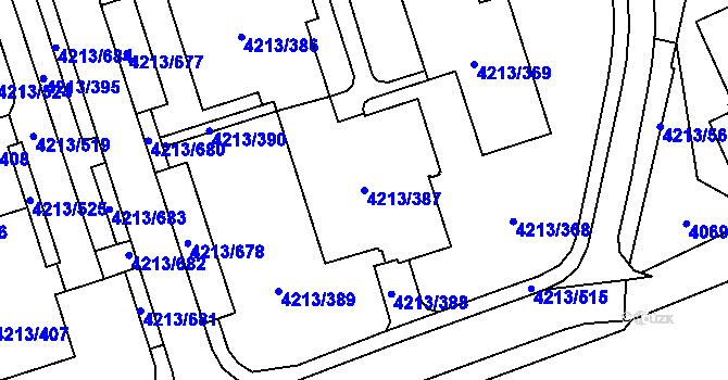 Parcela st. 4213/387 v KÚ Horní Lutyně, Katastrální mapa