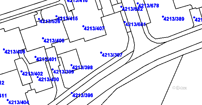Parcela st. 4213/397 v KÚ Horní Lutyně, Katastrální mapa