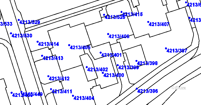 Parcela st. 4213/401 v KÚ Horní Lutyně, Katastrální mapa