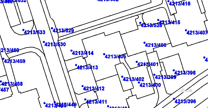 Parcela st. 4213/405 v KÚ Horní Lutyně, Katastrální mapa