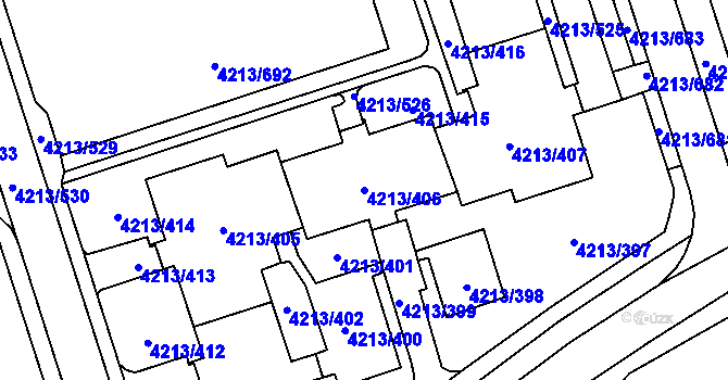 Parcela st. 4213/406 v KÚ Horní Lutyně, Katastrální mapa