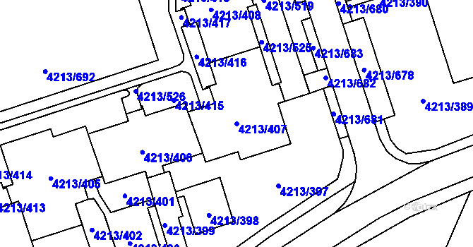 Parcela st. 4213/407 v KÚ Horní Lutyně, Katastrální mapa