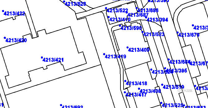 Parcela st. 4213/419 v KÚ Horní Lutyně, Katastrální mapa
