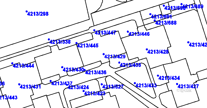 Parcela st. 4213/429 v KÚ Horní Lutyně, Katastrální mapa