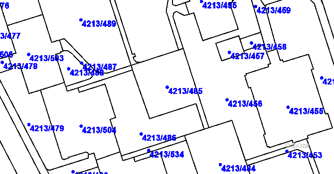 Parcela st. 4213/485 v KÚ Horní Lutyně, Katastrální mapa