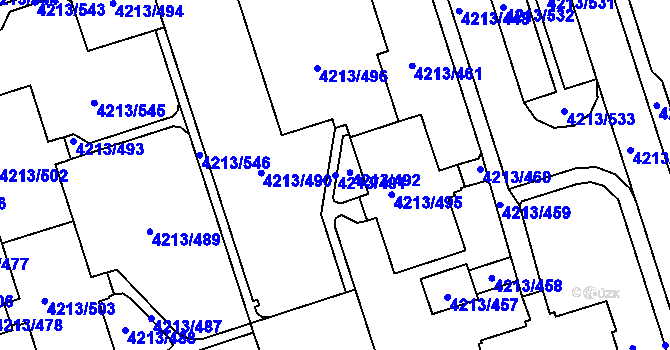 Parcela st. 4213/491 v KÚ Horní Lutyně, Katastrální mapa