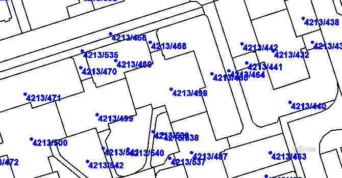 Parcela st. 4213/498 v KÚ Horní Lutyně, Katastrální mapa