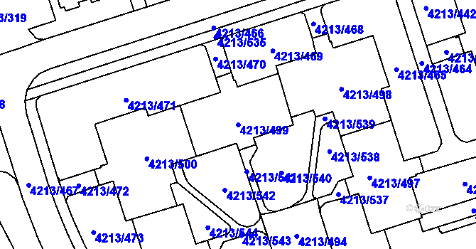 Parcela st. 4213/499 v KÚ Horní Lutyně, Katastrální mapa