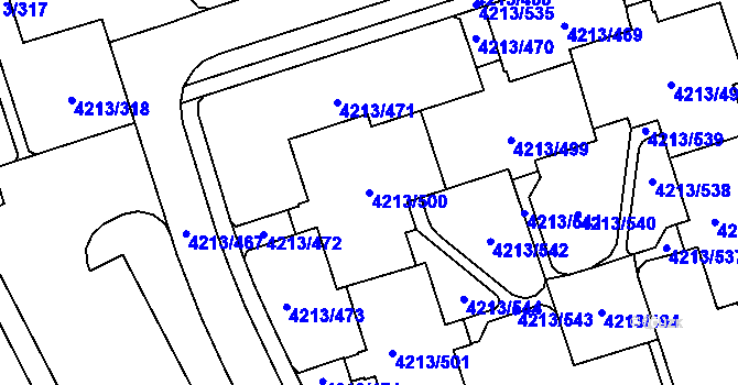 Parcela st. 4213/500 v KÚ Horní Lutyně, Katastrální mapa