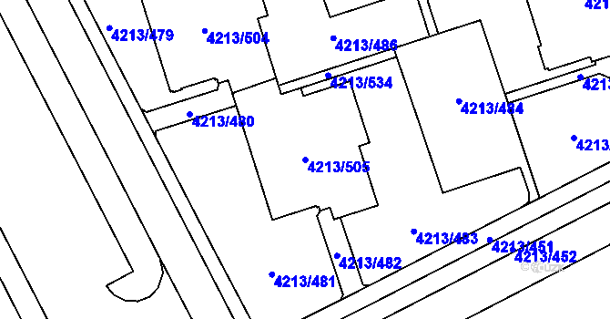Parcela st. 4213/505 v KÚ Horní Lutyně, Katastrální mapa