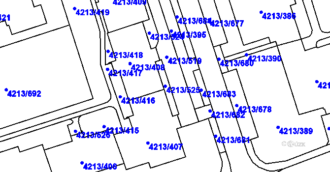 Parcela st. 4213/525 v KÚ Horní Lutyně, Katastrální mapa