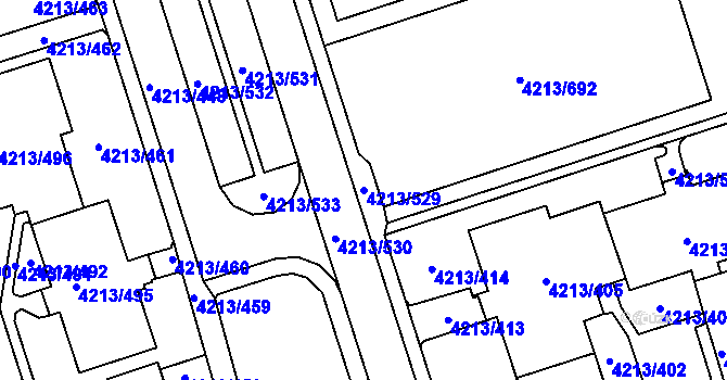 Parcela st. 4213/529 v KÚ Horní Lutyně, Katastrální mapa