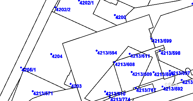 Parcela st. 4213/594 v KÚ Horní Lutyně, Katastrální mapa