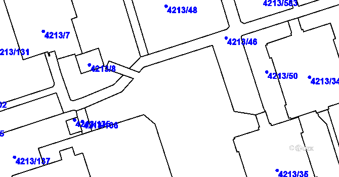 Parcela st. 4213/616 v KÚ Horní Lutyně, Katastrální mapa