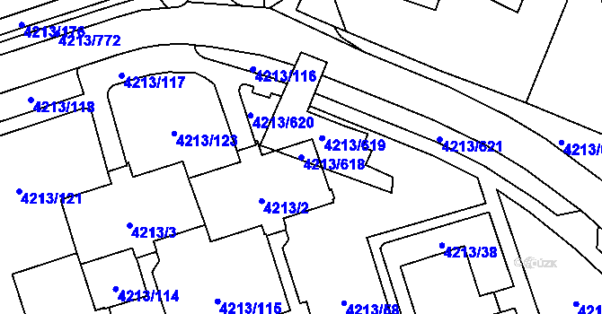 Parcela st. 4213/618 v KÚ Horní Lutyně, Katastrální mapa