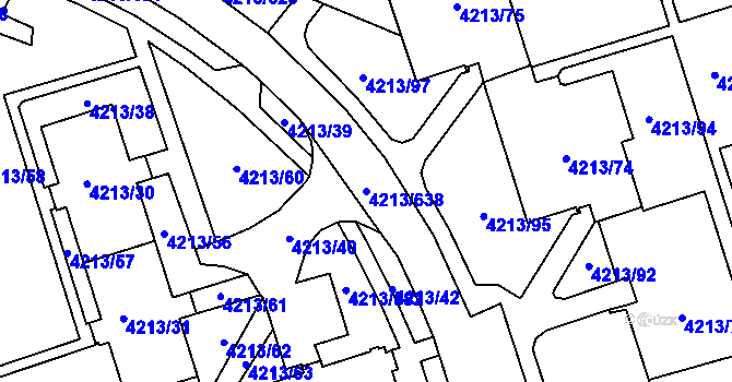 Parcela st. 4213/638 v KÚ Horní Lutyně, Katastrální mapa