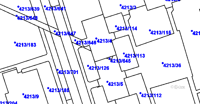 Parcela st. 4213/644 v KÚ Horní Lutyně, Katastrální mapa