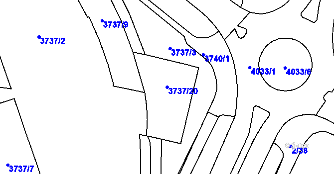 Parcela st. 3737/20 v KÚ Horní Lutyně, Katastrální mapa