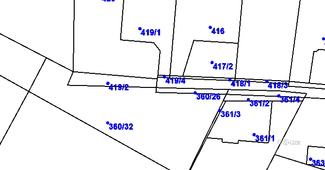 Parcela st. 419/5 v KÚ Horní Lutyně, Katastrální mapa