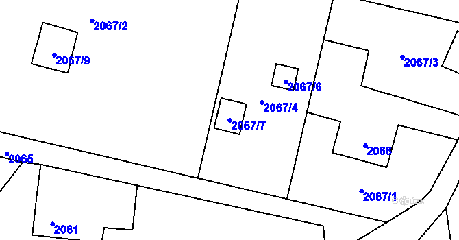 Parcela st. 2067/7 v KÚ Horní Lutyně, Katastrální mapa
