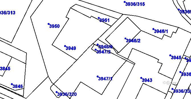 Parcela st. 3947/2 v KÚ Horní Lutyně, Katastrální mapa