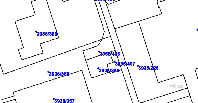 Parcela st. 3936/406 v KÚ Horní Lutyně, Katastrální mapa